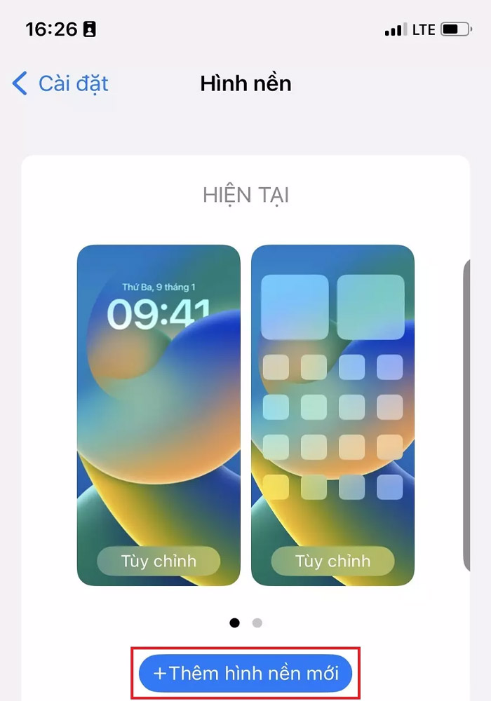 Chọn Hình nền mới