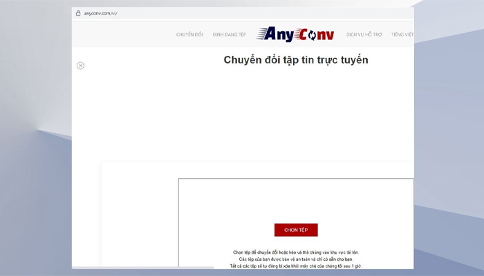 Giao diện người dùng của AnyConv được thiết kế tối giản và trực quan