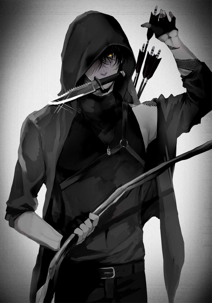 ảnh avatar anime nam đen trắng