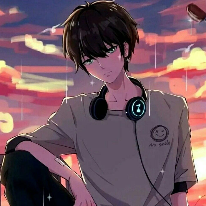 avatar anime nam buồn cute đeo tai nghe