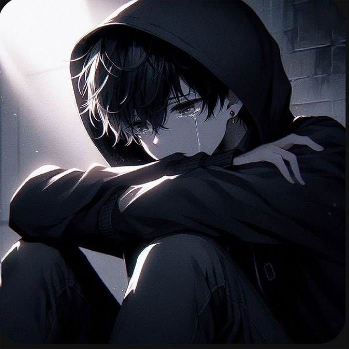 avatar anime nam buồn ngồi khóc hút thuốc