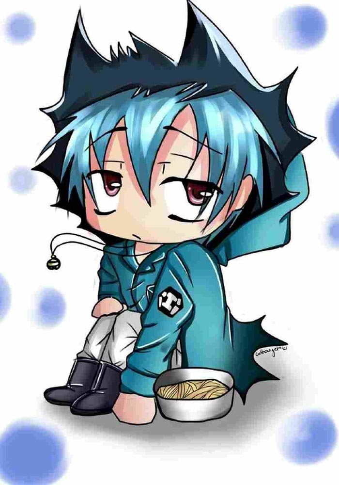 avatar anime nam chibi cầm kiếm ngồi buồn
