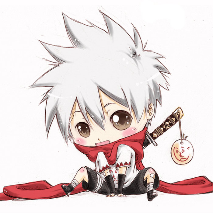 avatar anime nam chibi luffy cầm kiếm tóc trắng