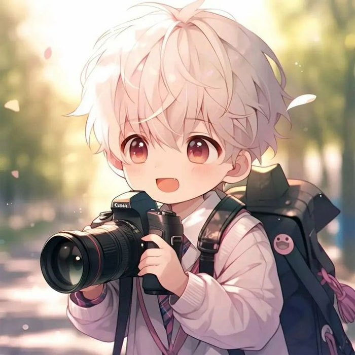 Avatar anime nam cute lạnh lùng cầm máy ảnh