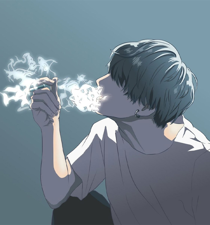 Avatar anime nam ngầu đeo kính hút thuốc