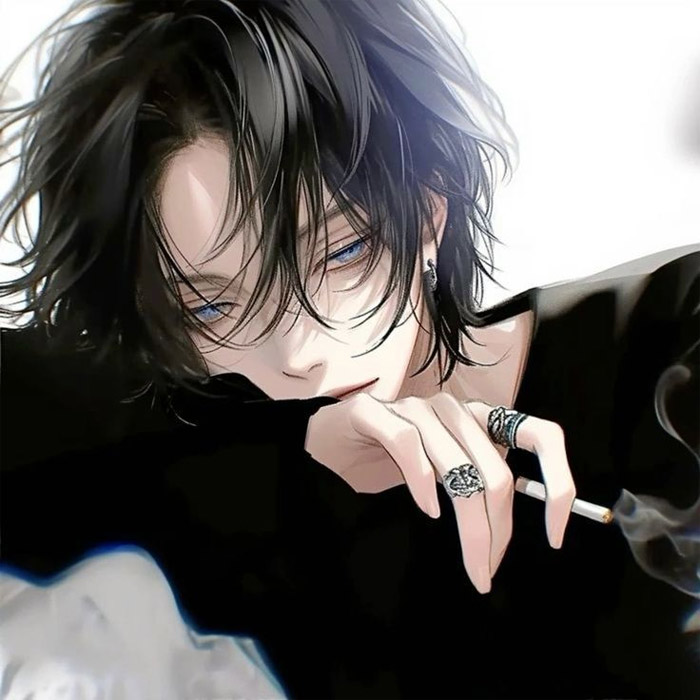 Avatar anime nam ngầu khóc buồn, hút thuốc