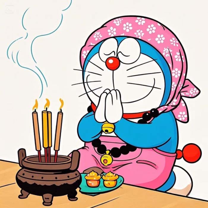avatar doraemon thắp hương