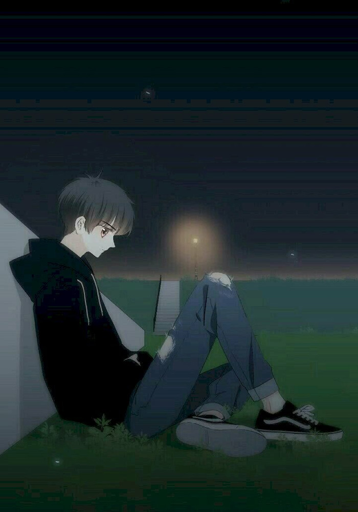 Hình nền suy anime ngồi một mình buồn đen trắng