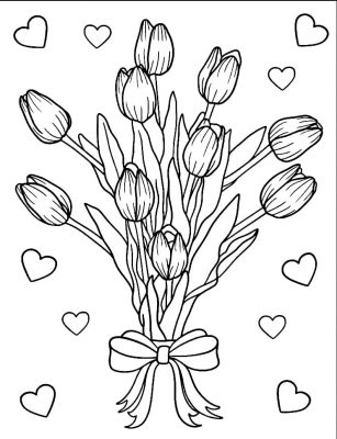 Tranh tô màu hoa tulip
