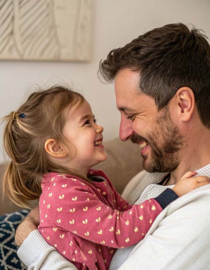 Hình ảnh bố và con hạnh phúc bên nhau