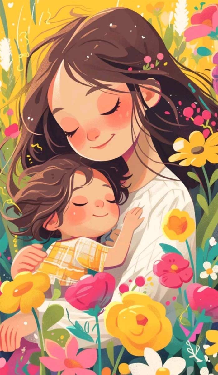 Ảnh mẹ giúp con mặc đồ