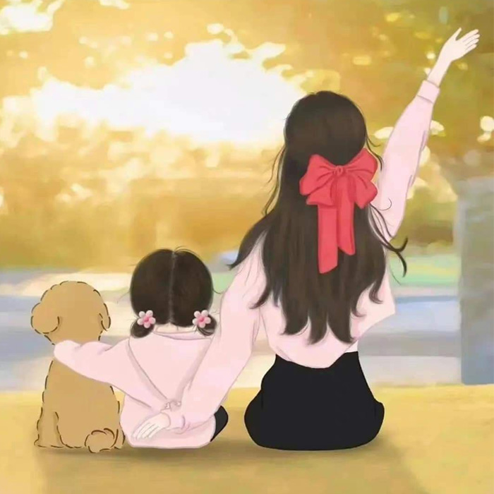 Ảnh mẹ và con đi dạo
