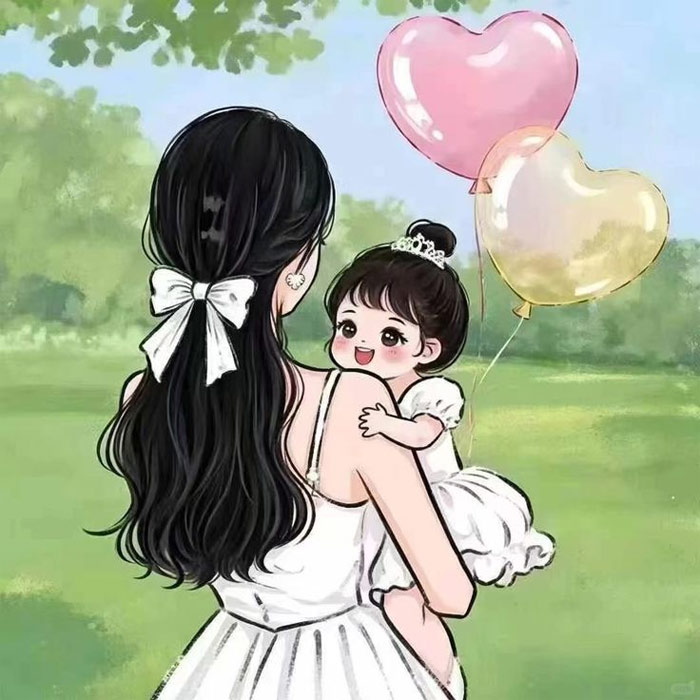 Ảnh mẹ và con trong vườn hoa