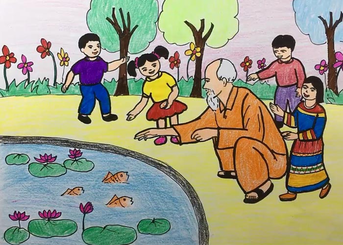 Bác Hồ cùng thiếu nhi tập thể dục