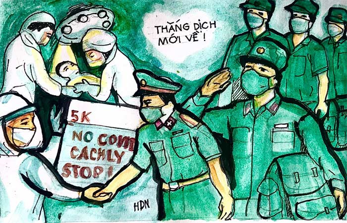 Chú bộ đội hỗ trợ thăm khám bệnh