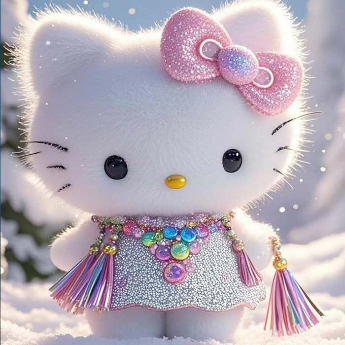 Ảnh mèo Hello Kitty gấu bông