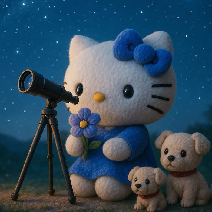 Ảnh mèo Hello Kitty gấu bông