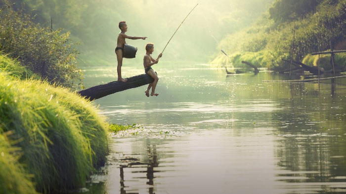 Hình ảnh quê hương trong ánh hoàng hôn